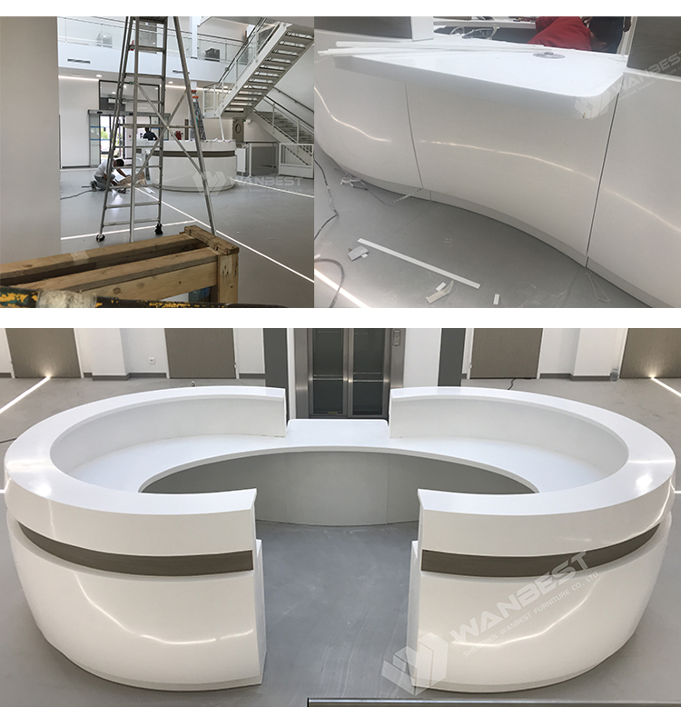 The Oval Artificial Stone Reception Desk For France Project