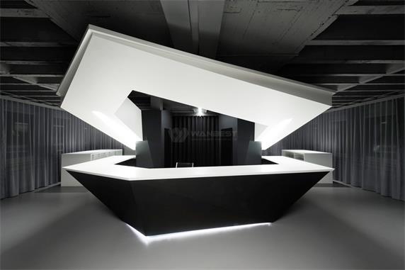 Modern Round Design Black White Reception Desk With Led