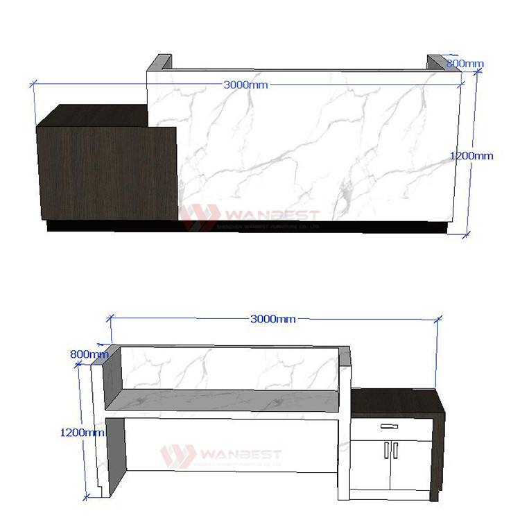 White Marble Straight Durable Reception Desk 2018 Hot Sale