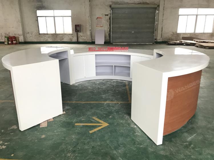 Round Wooden Solid Surface Reception Desk Furniture